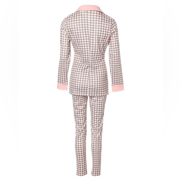 Houndstooth Zip Corset Patch Blazer & Pants Set - NWOT - Picture 6 of 7